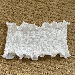 White ruffled tube top